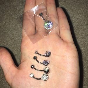 Set of five belly button rings